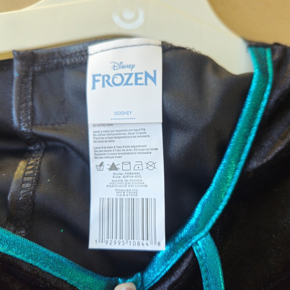 New! Disney Queen Anna Deluxe Costume Kids S/P 4-6X Teal Black Frozen Halloween - Picture 4 of 7